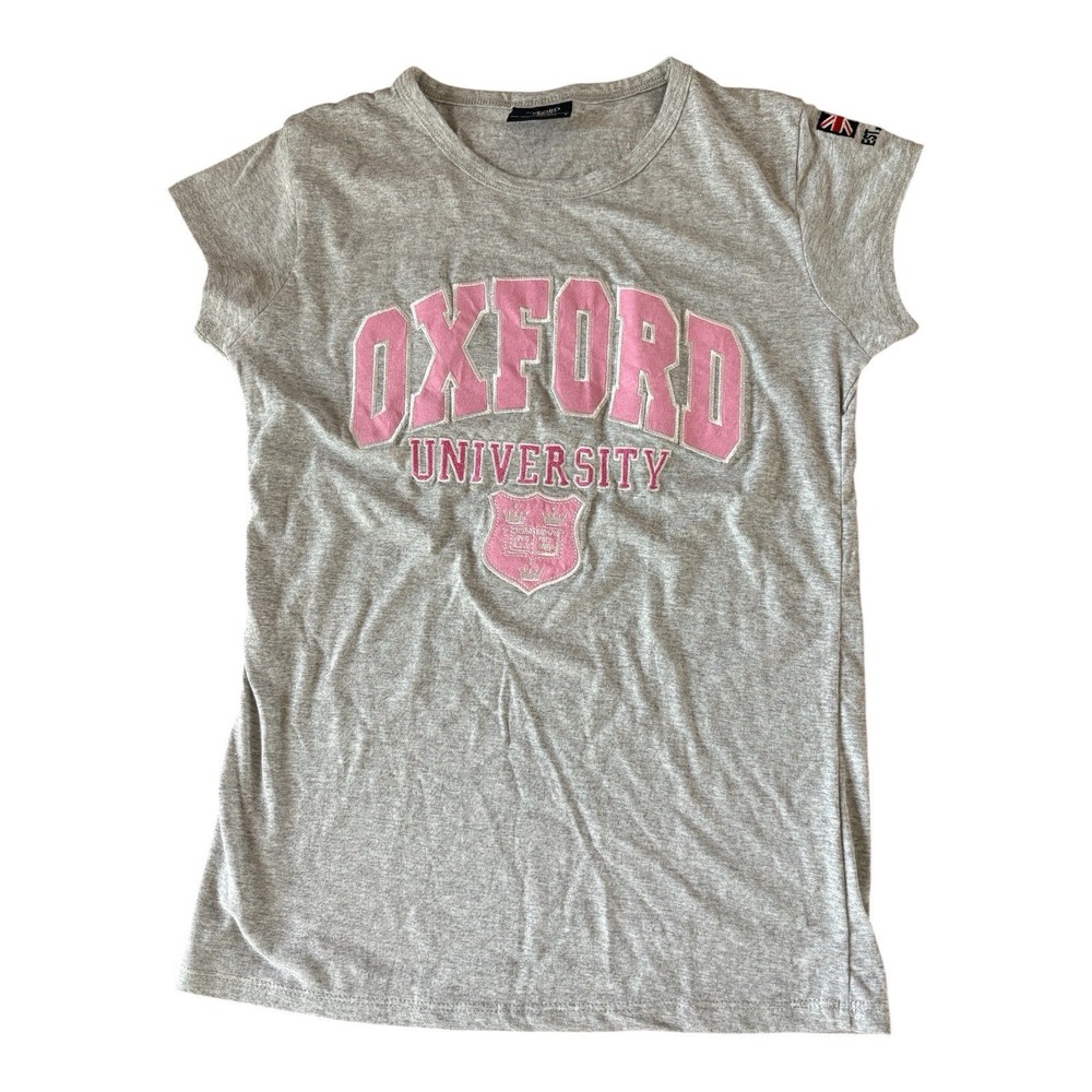 Oxford University Crest Logo T-shirt Women's  Large‎ Gray Cap Sleeve Official T